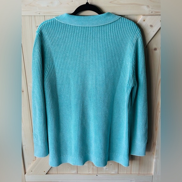 Soft Surroundings Knit Aqua Sweater Size Large Very Soft - Picture 3 of 4